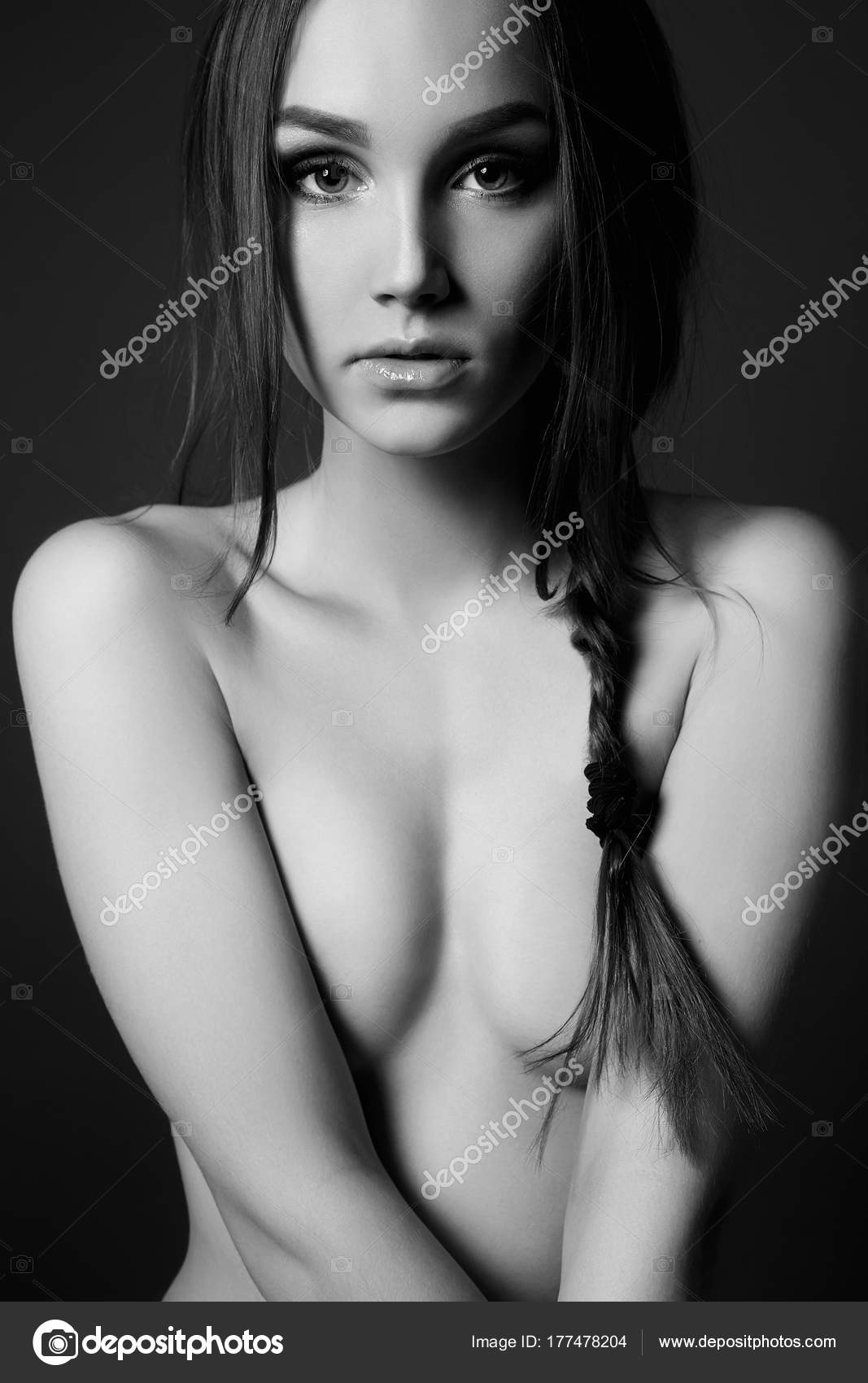 Black On White Nude Girls - Beauty naked girl black and white portrait Stock Photo by Â©EugenePartyzan  177478204