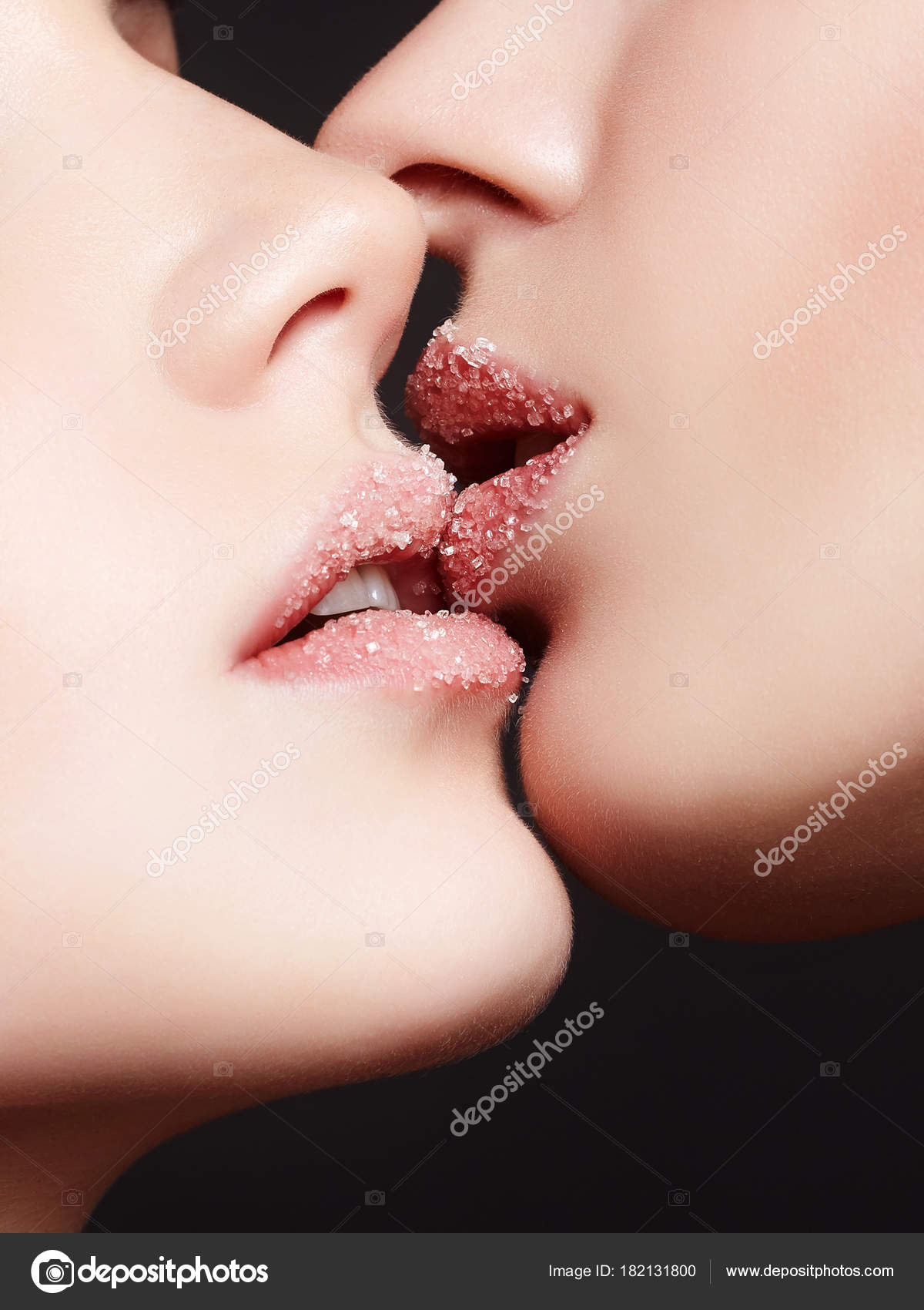 Girls kissing sensually