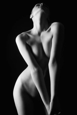Kadın çıplak siluet. Siyah ve beyaz