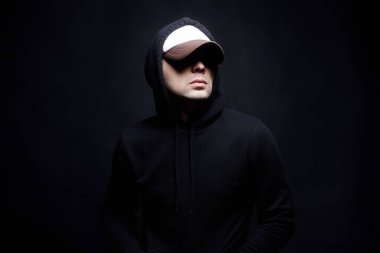 Adam şapka ve Hood. Çocuk, fan, holigan