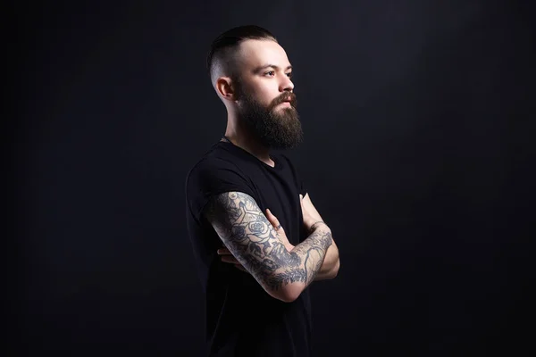 Handsome Man, Tattoed bearded hipster — Stock Photo, Image