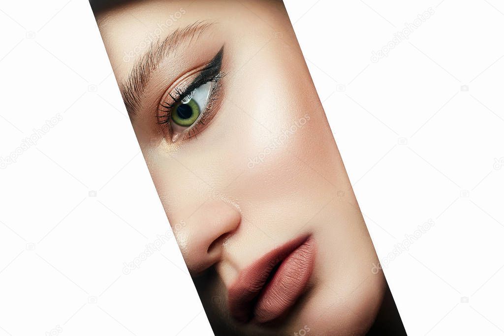 young beautiful woman with a bright makeup. make-up