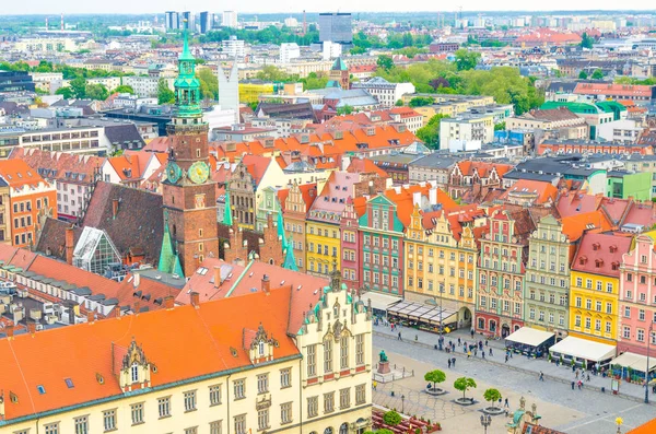 Luftaufnahme Der Historischen Innenstadt Von Breslau Mit Rynek Marktplatz Altem — Stockfoto