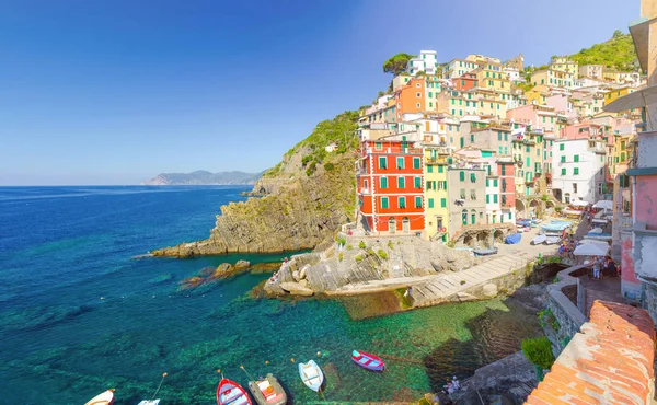 Riomaggiore Tradicional Típica Vila Piscatória Italiana Parque Nacional Cinque Terre — Fotografia de Stock