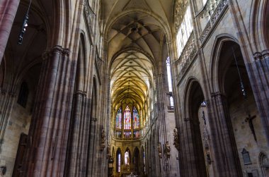 Prag Şatosu Hradcany Lesser Town bölgesindeki Aziz Vitus, Wenceslaus ve Adalbert Metropolitan Roma Katolik Katedrali, Bohemya, Çek Cumhuriyeti