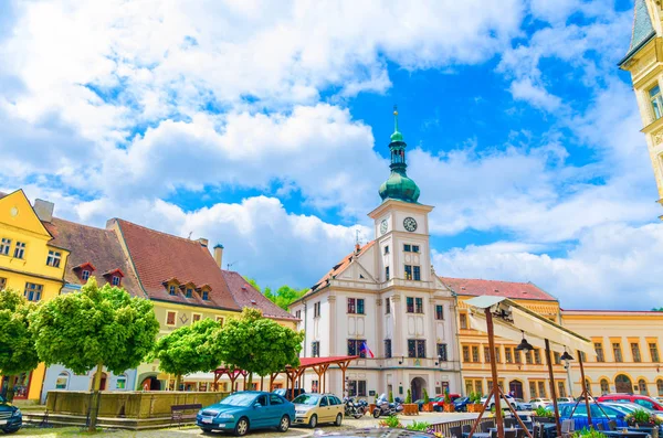 Town Hall Mestska Radnice Baroque Style Colorful Traditional Typical Buildings — Stock Photo, Image