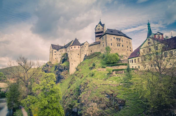 Loket Slott Hrad Loket Gotiska Stil Byggnad Massiv Sten Över — Stockfoto