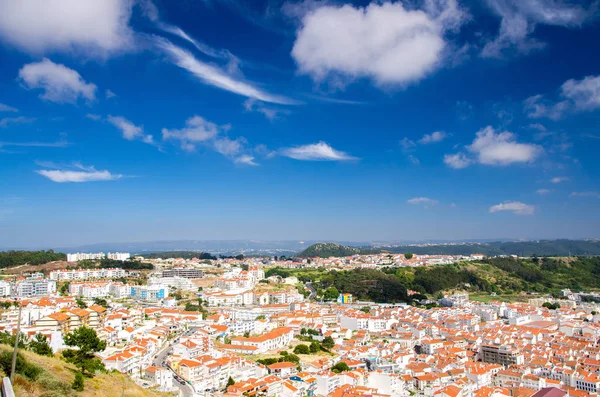 Portogallo Vista Panoramica Sul Centro Della Città Nazare Tetto Rosso — Foto Stock