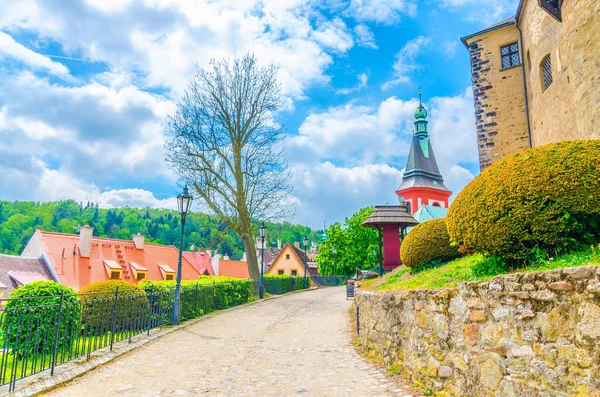 Cobblestone Path Road Medieval Loket Castle Hrad Loket Gothic Style — Stockfoto