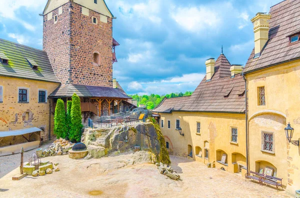 Courtyard Medieval Loket Castle Hrad Loket Gothic Style Building Massive — Stockfoto