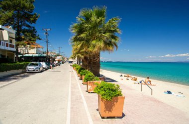 Pefkohori, Yunanistan - 16 Mayıs 2016: Pefkohori, Halkidiki, Kassandra, Makedonya, Yunanistan