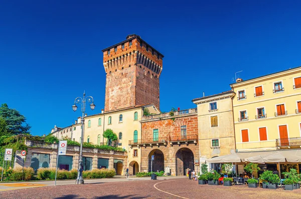 Porta Castello Tower Torre Gate Terrazza Torrione Bakstenen Gebouw Het — Stockfoto