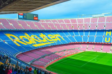 Barselona, İspanya, 14 Mart 2019: Camp Nou, Barcelona 'da bulunan futbol kulübü.