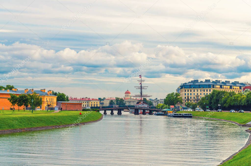 Kronverksky Strait channel between Zayachy Hare and Petrogradsky Island