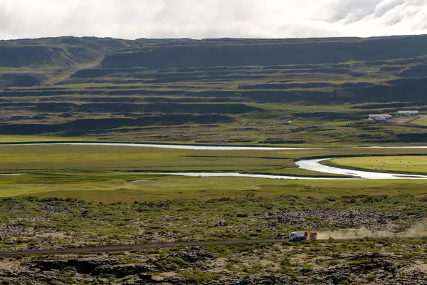 Vista sulle pianure islandesi durante l'estate — Foto Stock