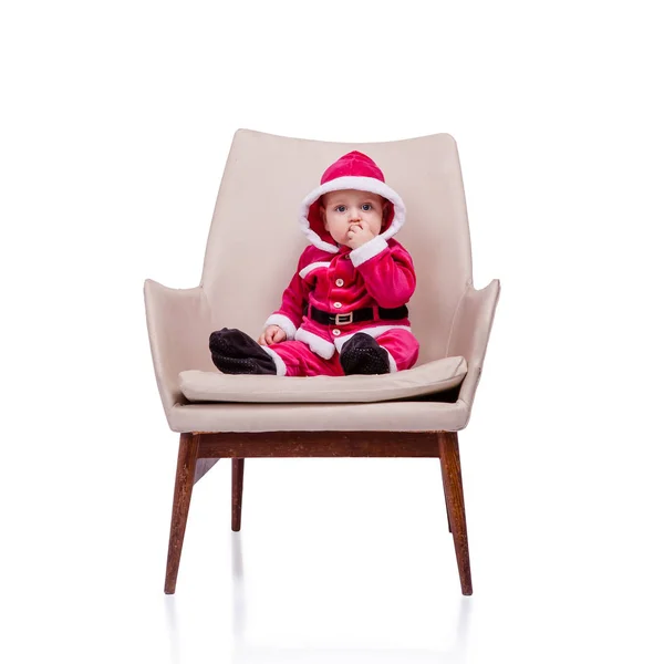 Cute little Santa posing against white background — Stock Photo, Image