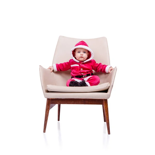 Cute little Santa posing against white background — Stock Photo, Image