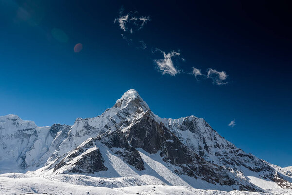 Amadablam peak in Khumbu valley in Nepal, Himalayas