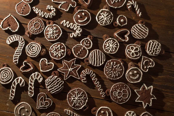 Traditionella hemlagade jul ingefära och choklad cookies deco — Stockfoto