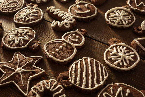 Traditionella hemlagade jul ingefära och choklad cookies deco — Stockfoto