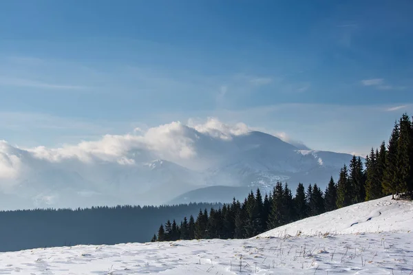 Hermoso paisaje de invierno Cárpatos montañas — Foto de Stock