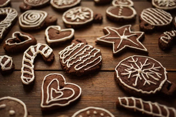 Gingembre de Noël traditionnel maison et biscuits au chocolat déco — Photo