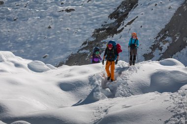Eve giderken Gokyo buzul Khumbu Valley crossing parkur