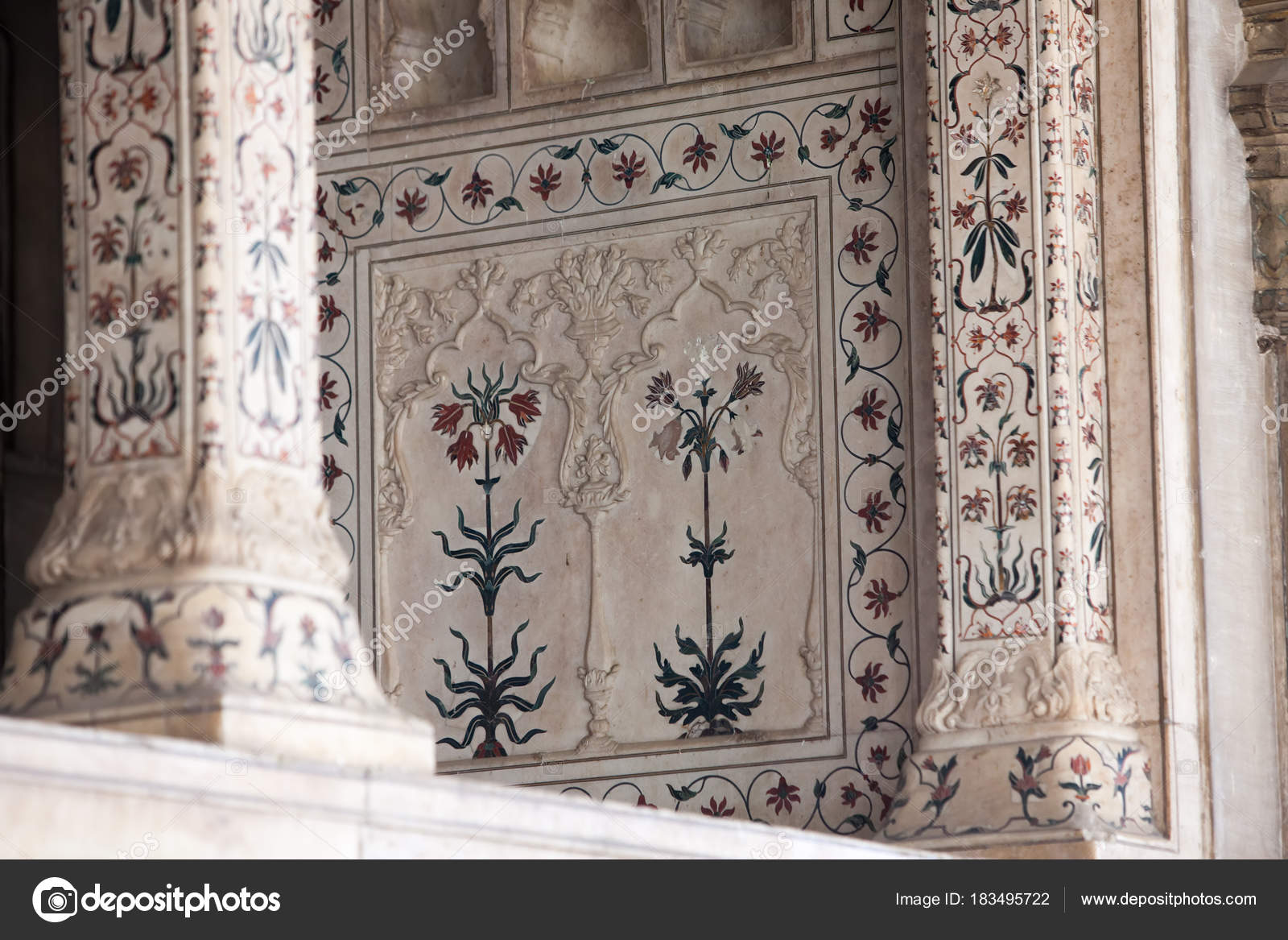 Interior Elements Of The Red Fort In Agra India Stock
