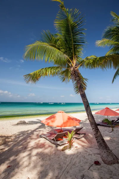 Chaise Longues Beach Boracay Island Philippines — Stock Photo, Image