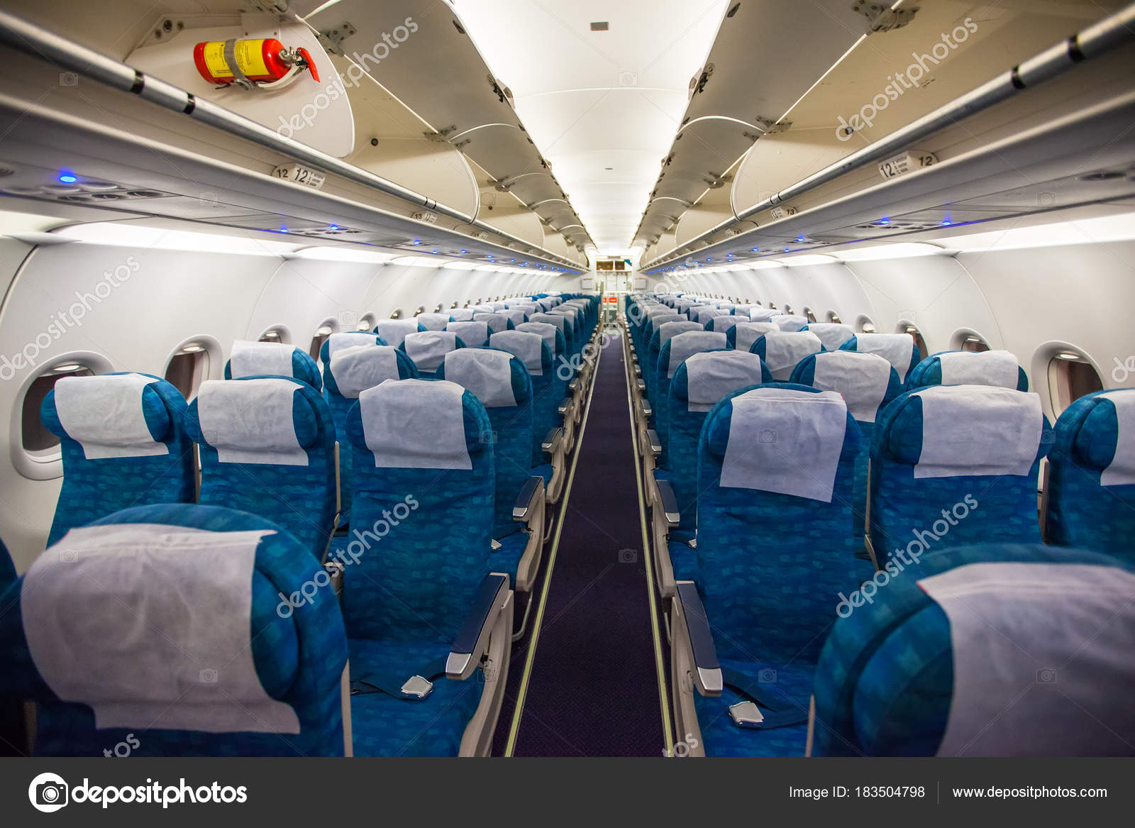 Airplane Interior Without Passengers Stock Photo