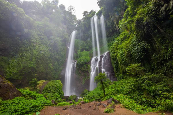 Oculto en las selvas hermosa cascada Sekumpul en Bali, Indonesi — Foto de Stock