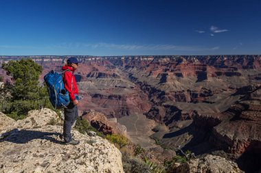 Bir uzun yürüyüşe çıkan kimse Büyük Kanyon Milli Parkı, Güney Rim, Arizona, U '
