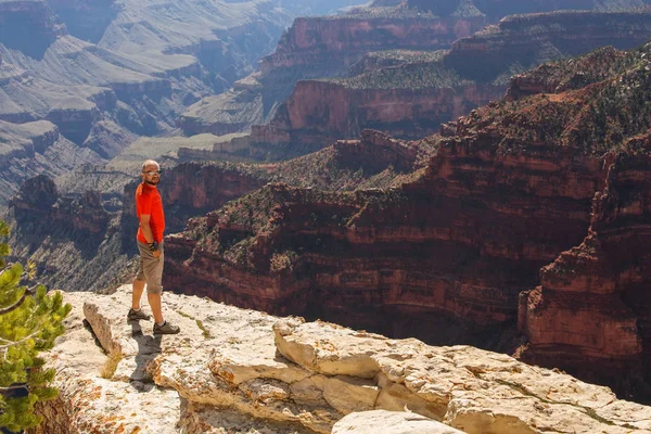A hiker in the Grand Canyon National Park, North Rim, Arizona, U