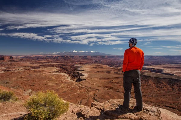 Hiker Canyonlands National Park Utah Usa — Stock Photo, Image