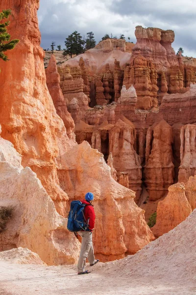 Hiker Visits Bryce Canyon National Park Utah Usa — Stock Photo, Image