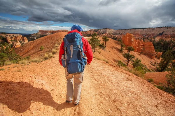 Hiker besöker Bryce canyon National park i Utah, Usa — Stockfoto