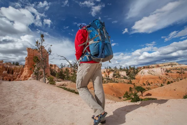 Hiker Besöker Bryce Canyon National Park Utah Usa — Stockfoto