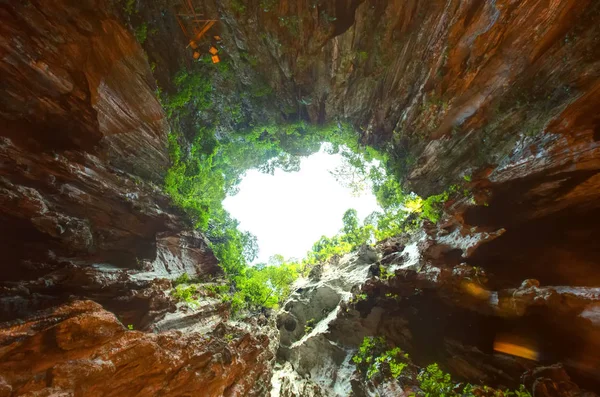 Look up to the sky from deep Batu cave, Malaysia — Stock Photo, Image