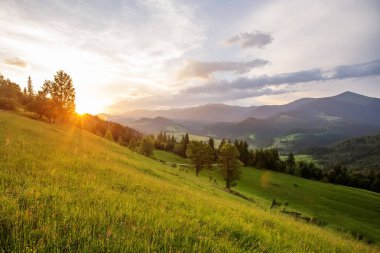 Karpat Dağları'nda güzel gün batımı