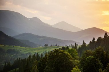 Karpat Dağları'nda güzel gün batımı