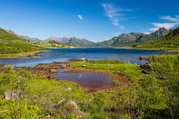 Zielony Malowniczy Krajobraz Norwegii — Zdjęcie stockowe