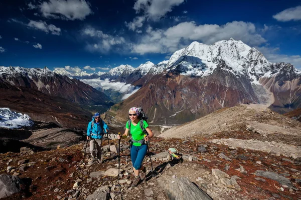 Vandrare Njuter Utsikten Himalayas Berg — Stockfoto