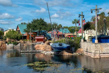 Orlando, Florida. 29 Ekim 2019. Seaworld rıhtımında yelkenli..