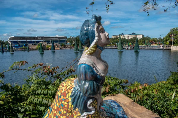 Orlando Florida October 2019 Top View Vintage Mermaid Statue Seaworld — Stock Photo, Image