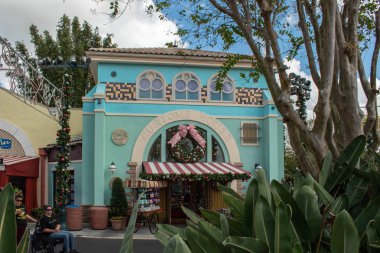 Orlando, Florida. Kasım 06, 2019. Seaworld 1 'de Noel süsleri olan Özel Ev' in kısmi görünümü.