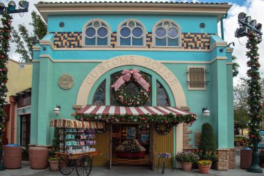 Orlando, Florida. Kasım 06, 2019. Seaworld 2 'de noel süsleri ile kısmi görünüm