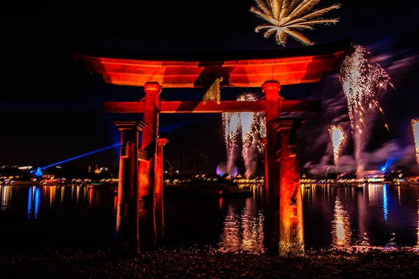 Orlando Florida 2019 December Látványos Kilátás Epcot Forever Tűzijáték Japán — Stock Fotó