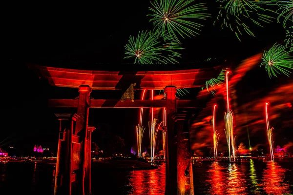 Orlando Florida December 2019 Spectacular View Epcot Forever Fireworks Japan — Stock Photo, Image