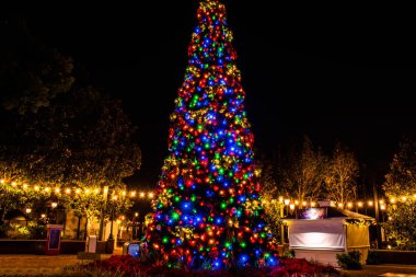 Orlando, Florida. 29 Kasım 2019. The American Adventure Pavillion at Epcot 'taki Noel ağacı (21)