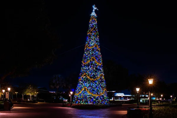 Orlando, Florida. 29 Kasım 2019. Epcot 'taki Noel ağacının panoramik görüntüsü (68)